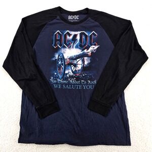 ACDC For Those About To Rock Long Sleeve Raglan T Shirt Mens XL